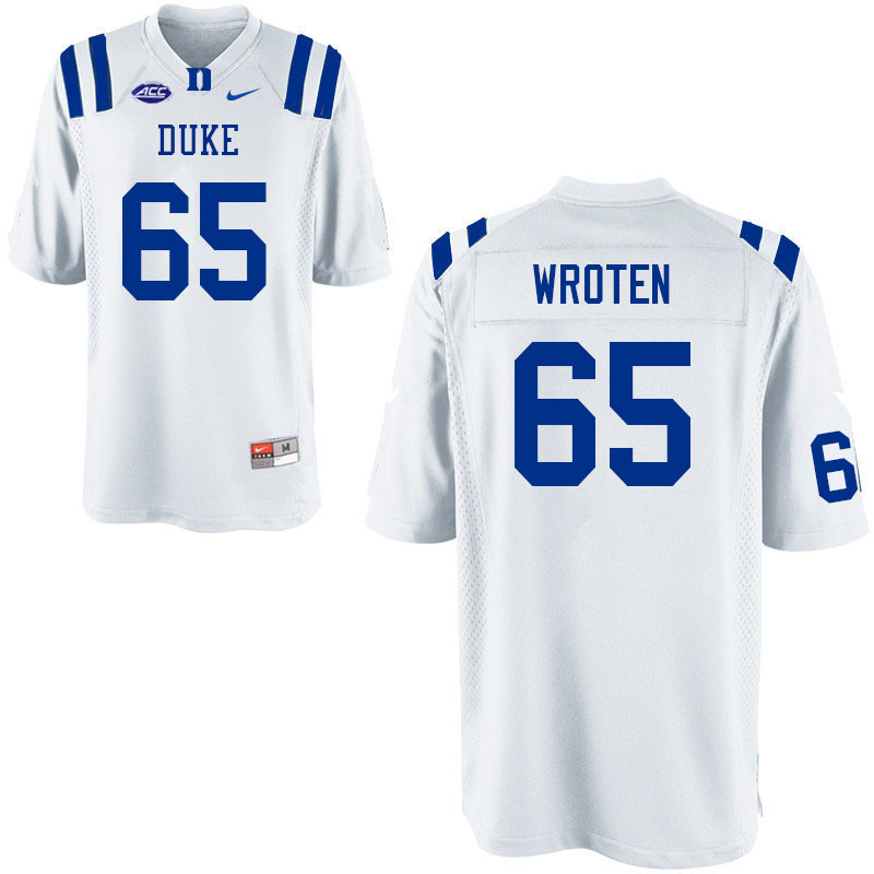 Men #65 Elijah Wroten Duke Blue Devils College Football Jerseys Sale-White